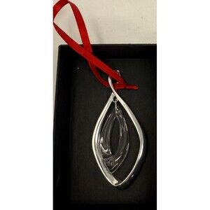 Nambe Crystal Christmas Ornament 2002 First Annual Swirl Raindrop Freeform box